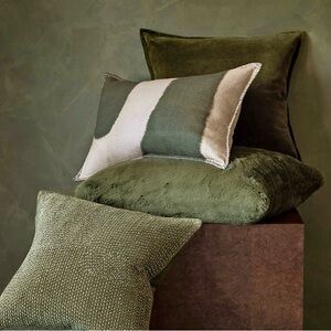 Set of Two Decorative Crate & Barrel Throw Pillow Covers/Burnt Green & Taupe/NIB